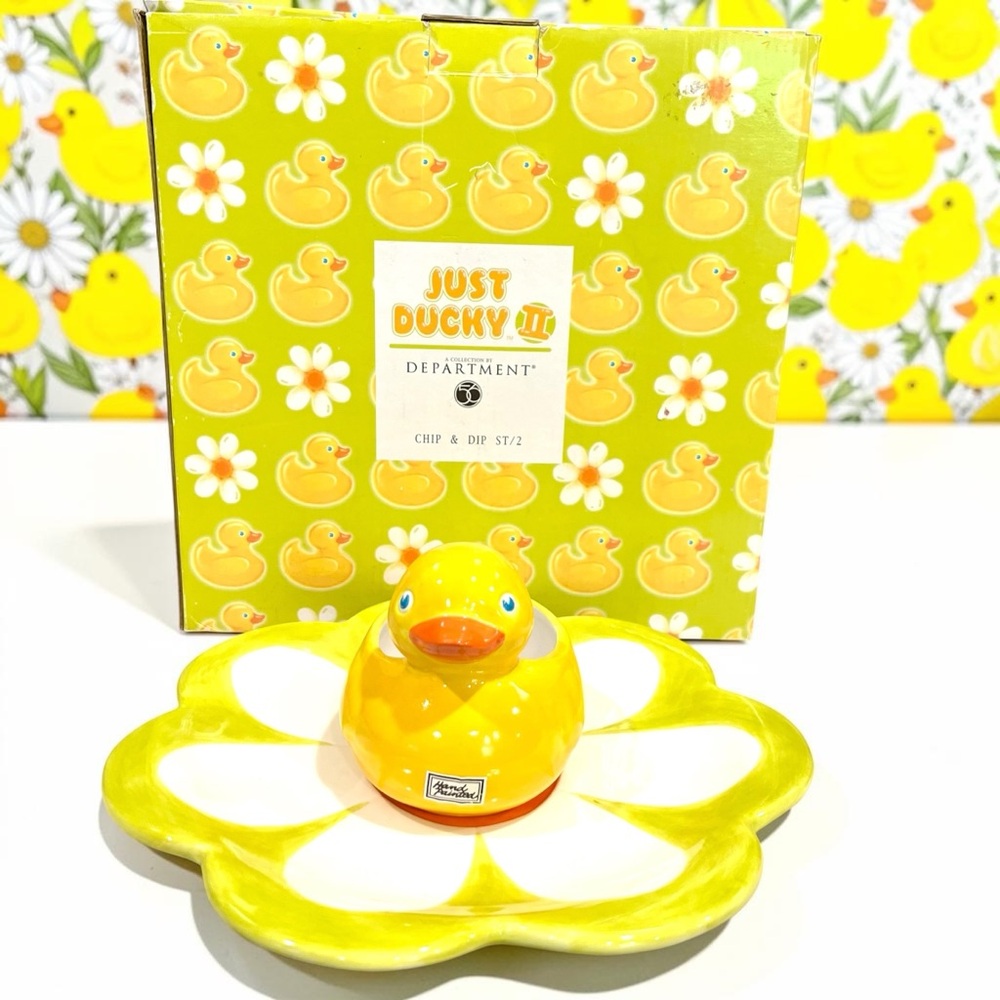 Department 56 Just Ducky ll  Chip Dip Set Hand-Painted Duck Platter